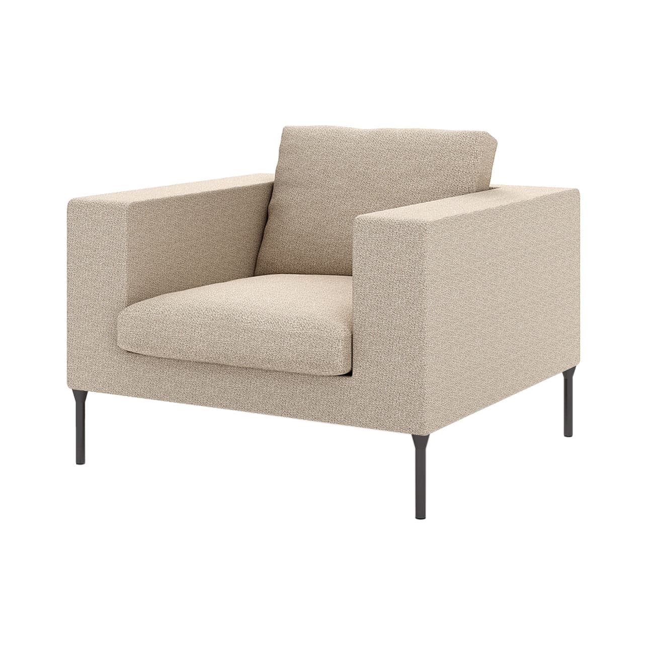 Bensen Neo Armchair в светло-бежевой тканой обивке, вид в три четверти