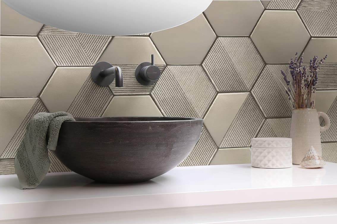 Керамическая плитка Hexagon Texture с металлическим покрытием